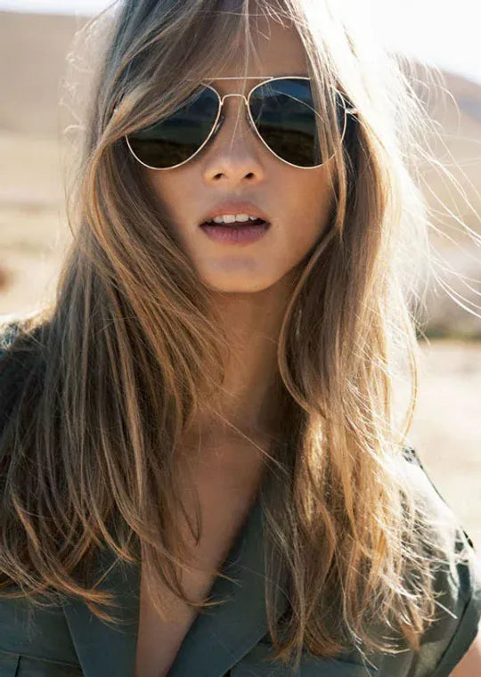 Long Loose Wavy Layered Cut Human Hair Full Lace Wigs