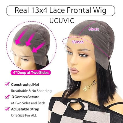 8 Inch Short Bob Wig Human Hair HD Lace Front Wigs For Black Women Side Part Glueless Pre Plucked Frontal Bob Wig