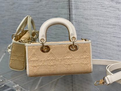 Dior Lady D-Joy Small Natural Macrocannage Raffia - 22.5x6x11.5cm