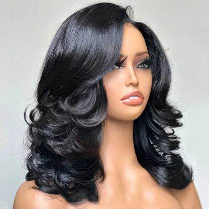 Chic 13*4 Lace Human Hair Layered Wave Wig