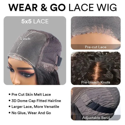 Chic Mid-part Lace Kinky Wave Wigs in Ombre Brown