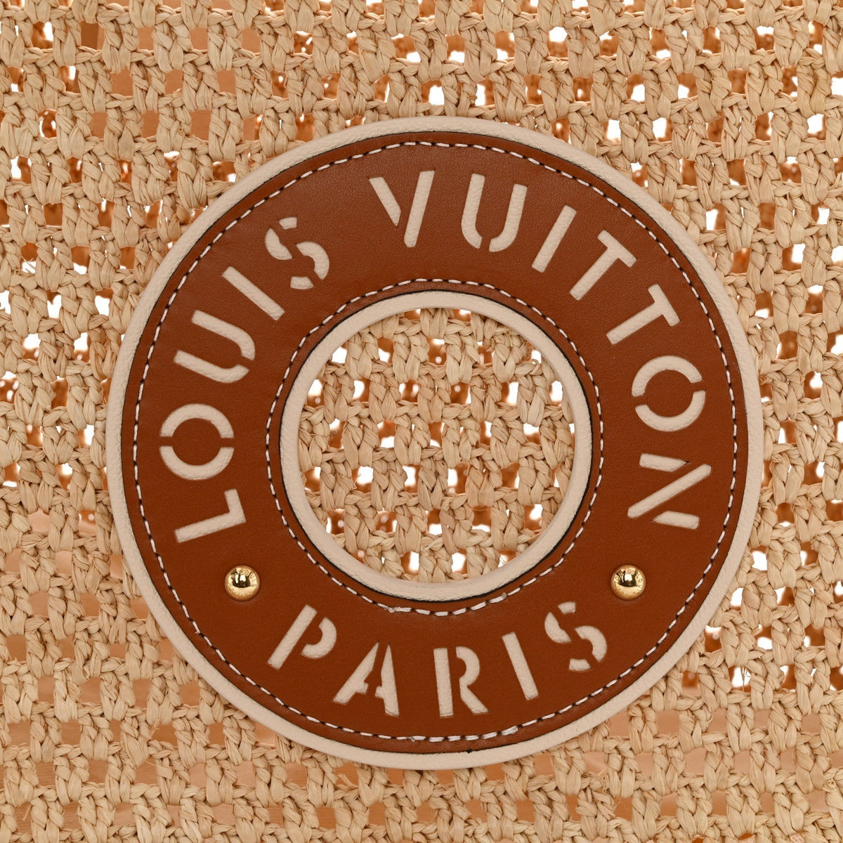 LOUIS VUITTON  Raffia Calfskin By The Pool OnTheGo MM Natural 39x15x30cm