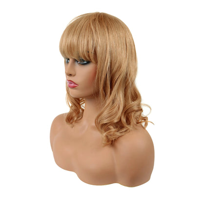 Natural Wave Ombre Blonde with Full Bangs 100 Human Hair 16 Inches