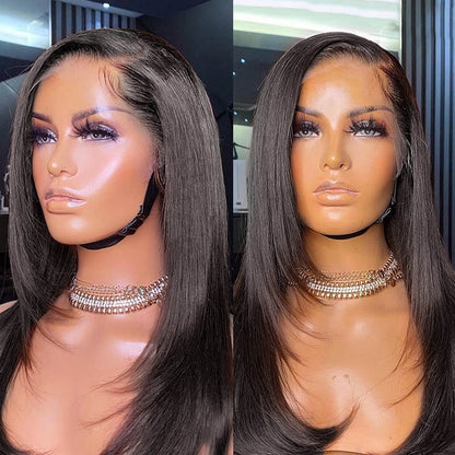 Layered Bone Straight Lace Front Wigs