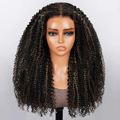 Mid-part Jerry Curly Wigs Women's High Quality Human Hair