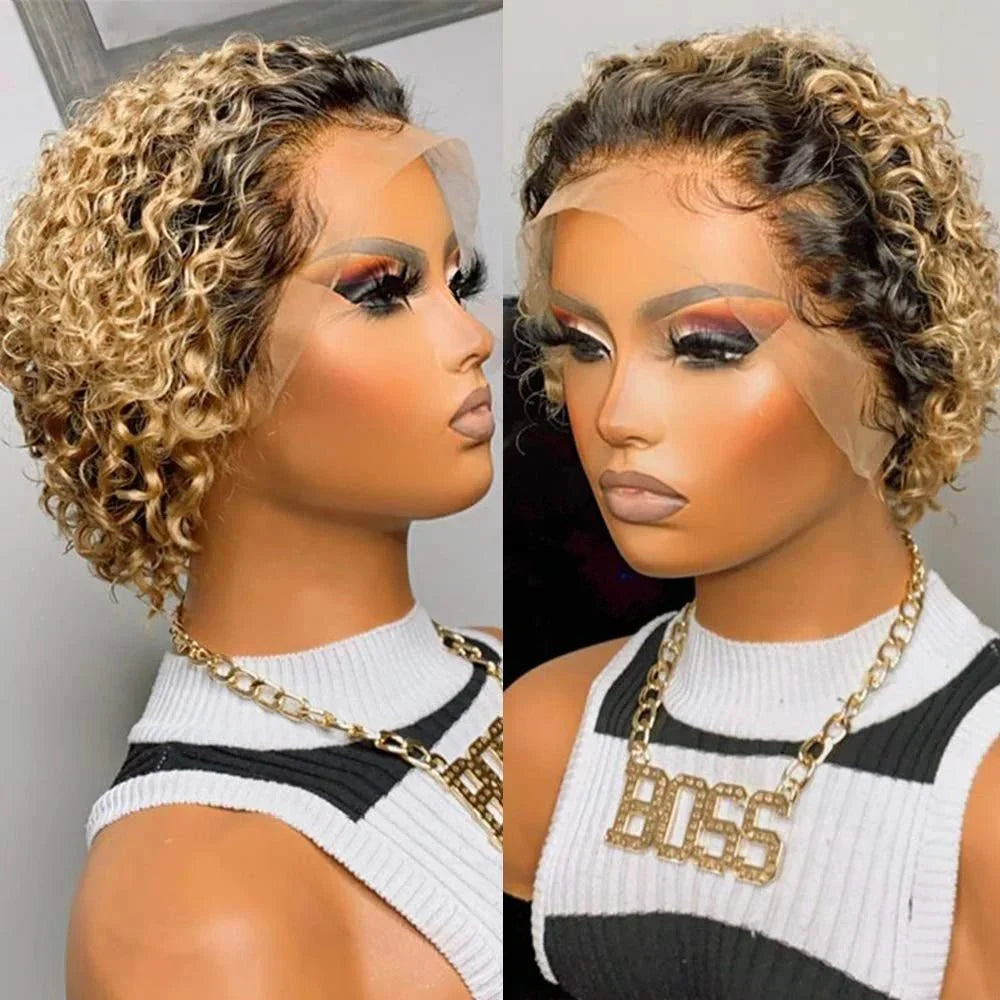 Pixie Cut Curly Short Bob Wigs 100% Human Hair Wigs