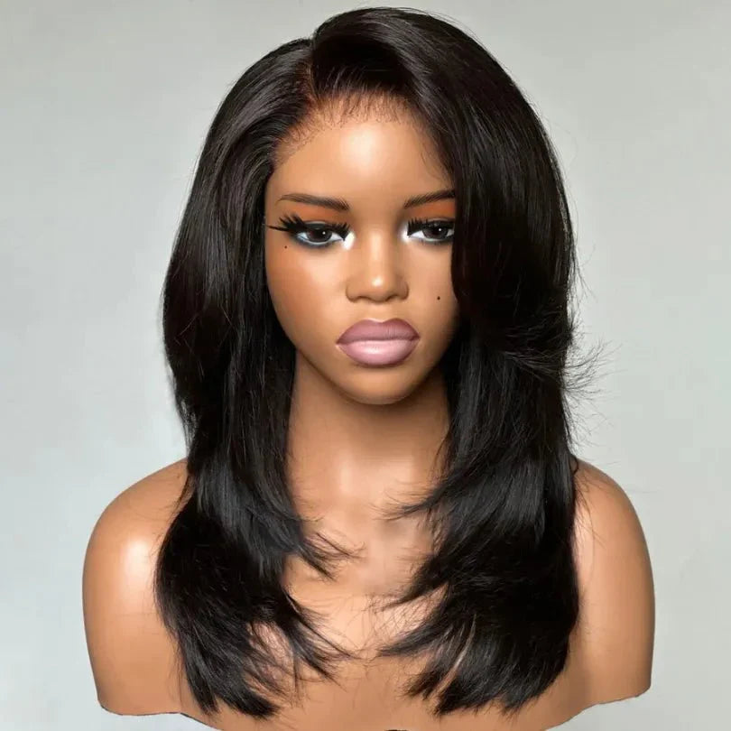 Shaggy Layered Cut Wigs With Side-swept Bangs