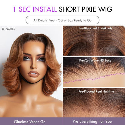 Short Pixie Cut Layered Human Hair Wig